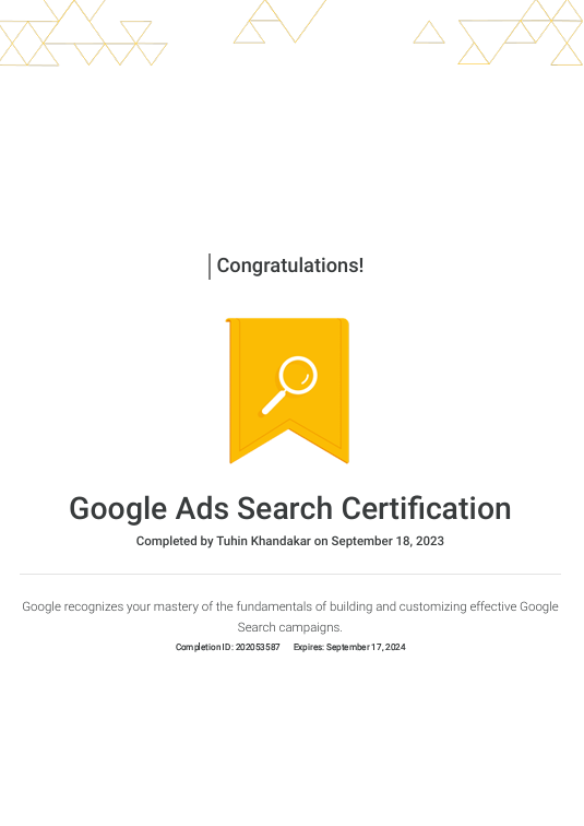 Google Ads Search Certification - Google Skill Garage